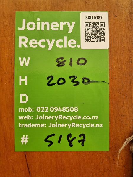 Framed Internal Door - RIMU Veneer - 810 W  x 2030 H [#5187  SF] Joinery Recycle