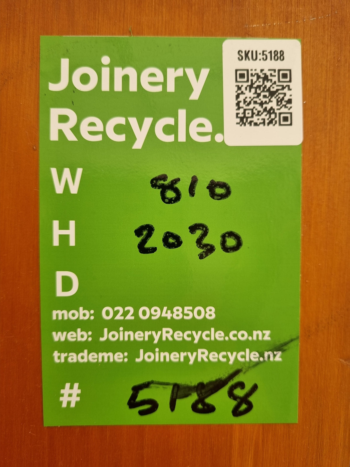 Framed Internal Door - RIMU Veneer - 810 W  x 2030 H [#5188 SF] Joinery Recycle
