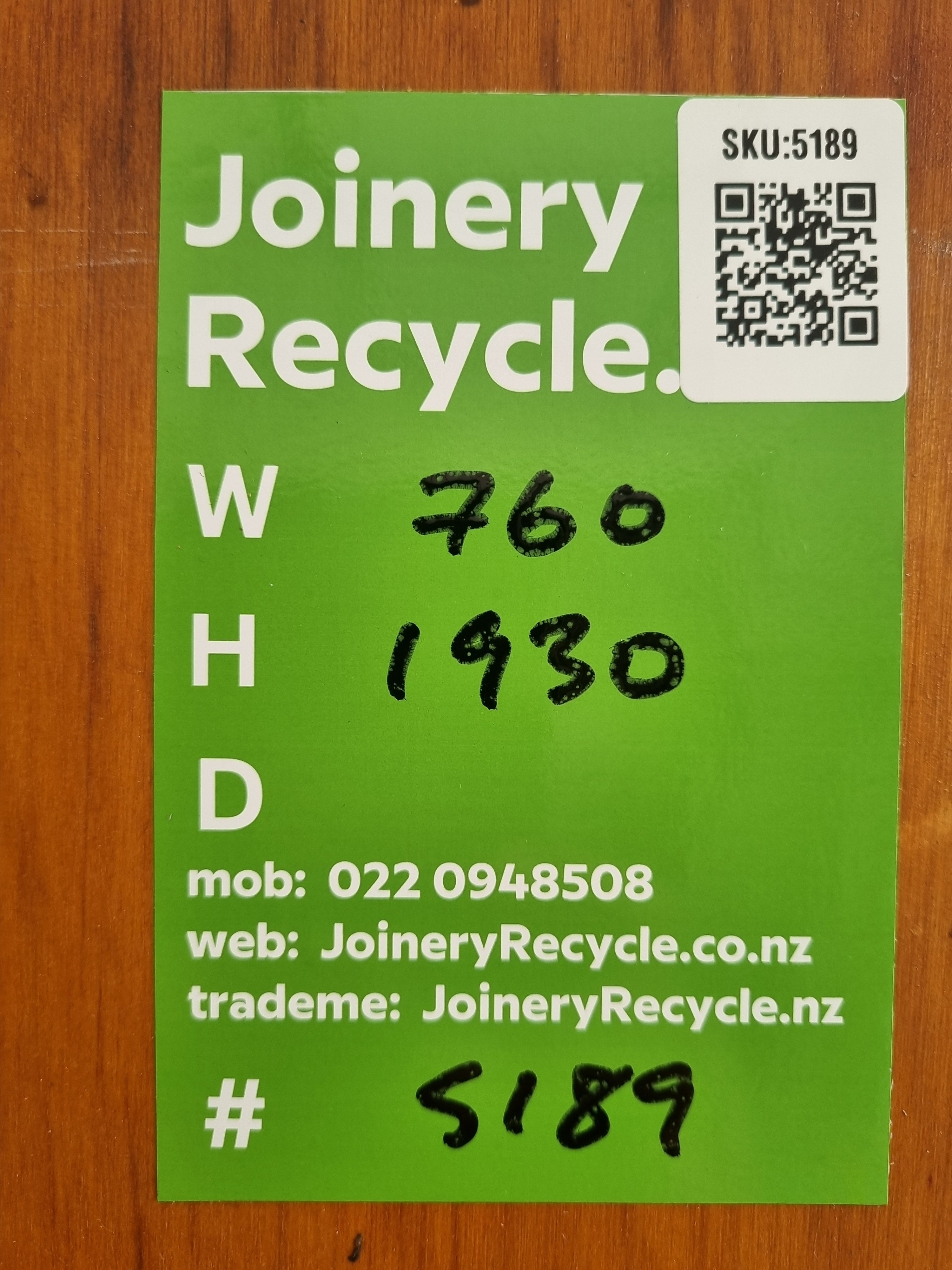 Internal Sliding Door - RIMU Veneer -  760 W  x  1930 H [#5189 SF] Joinery Recycle