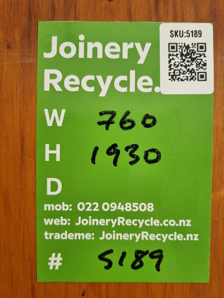 Internal Sliding Door - RIMU Veneer -  760 W  x  1930 H [#5189 SF] Joinery Recycle