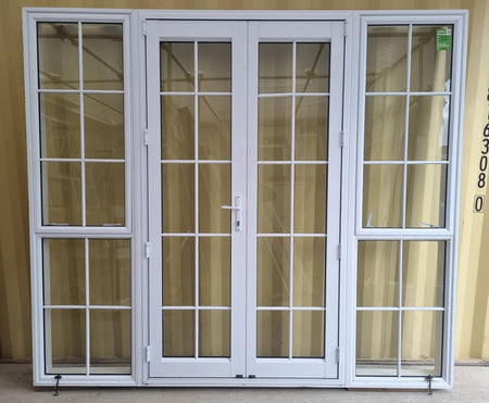 Aluminium French Door with Side Light White 2490 W x 2180 H [#5194 SF] Joinery Recycle