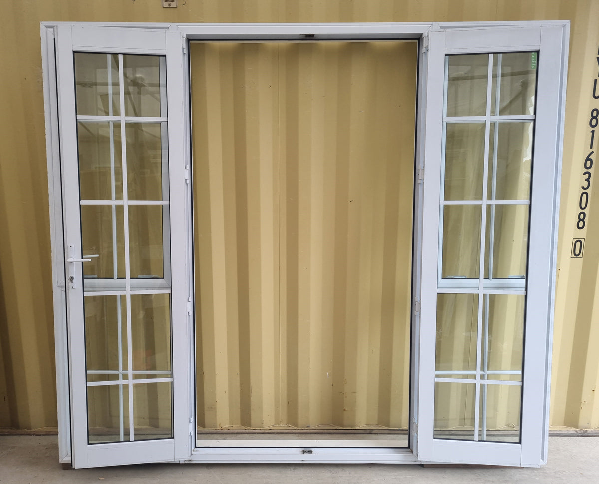 Aluminium French Door with Side Light White 2490 W x 2180 H [#5194 SF] Joinery Recycle