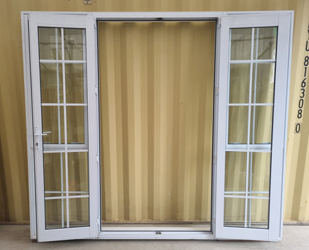 Aluminium French Door with Side Light White 2490 W x 2180 H [#5194 SF] Joinery Recycle
