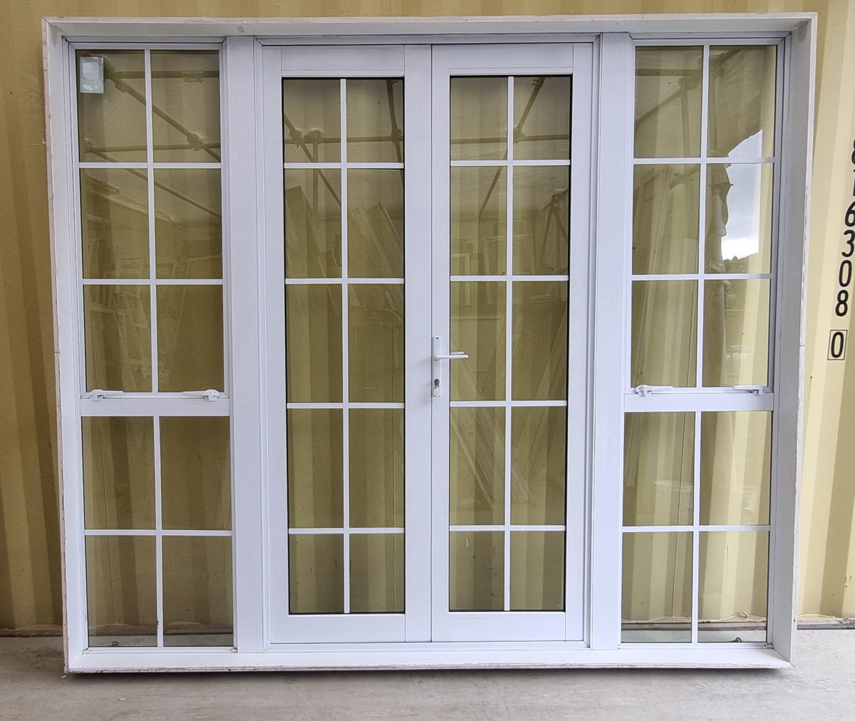Aluminium French Door with Side Light White 2490 W x 2180 H [#5194 SF] Joinery Recycle