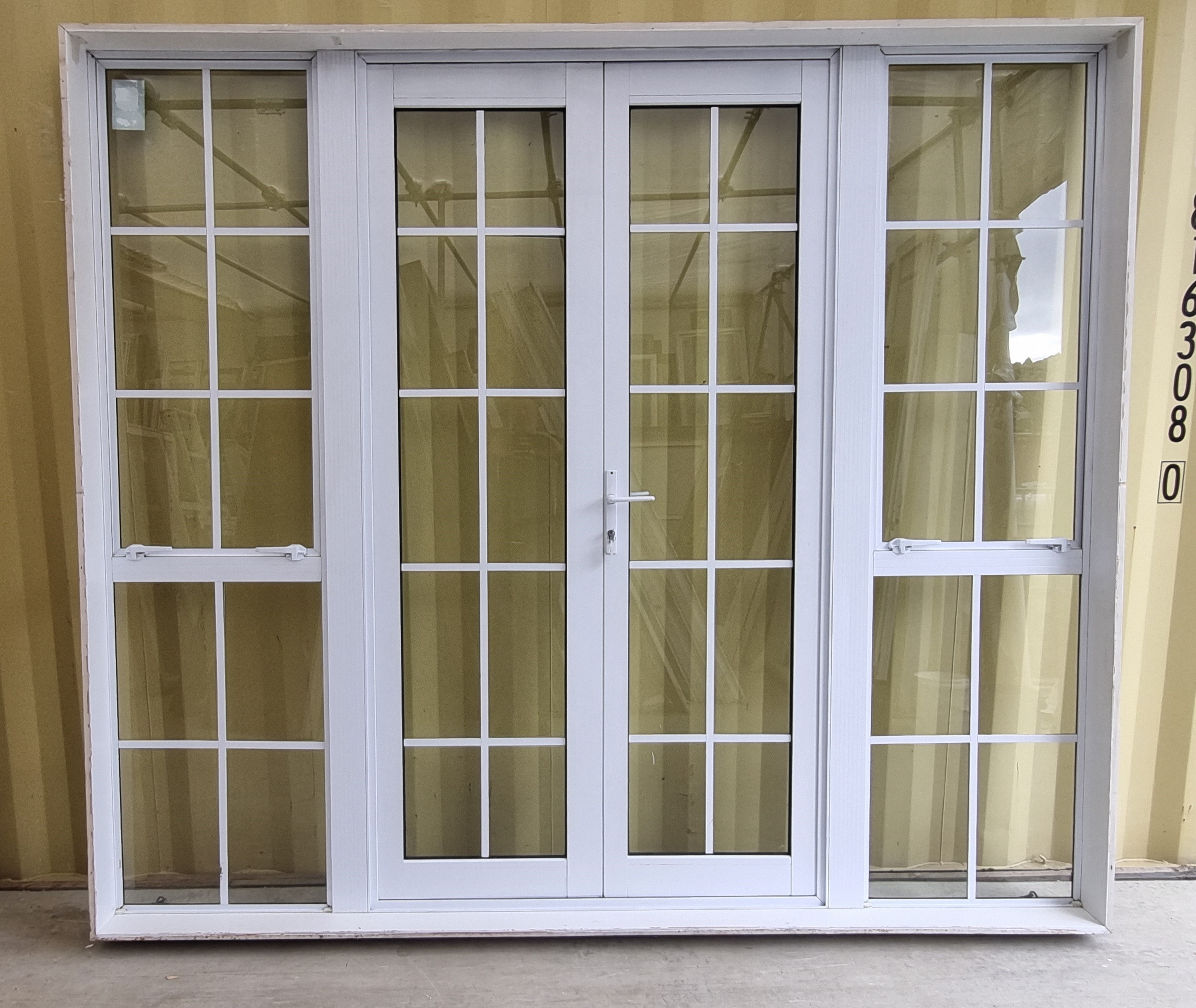 Aluminium French Door with Side Light White 2490 W x 2180 H [#5194 SF] Joinery Recycle