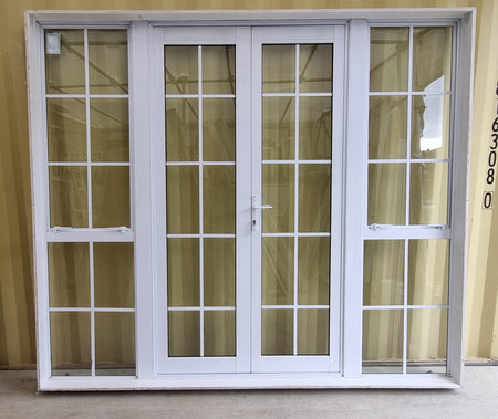 Aluminium French Door with Side Light White 2490 W x 2180 H [#5194 SF] Joinery Recycle