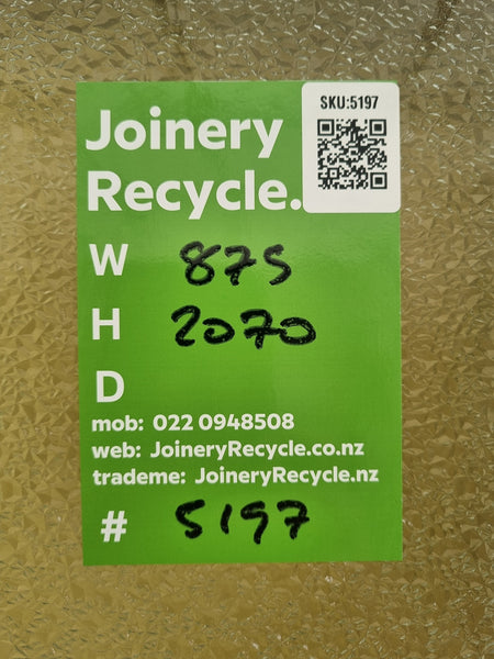 Wood & Glass Single Entrance Door  875 W x  2070 H [#5197 SF] Joinery Recycle