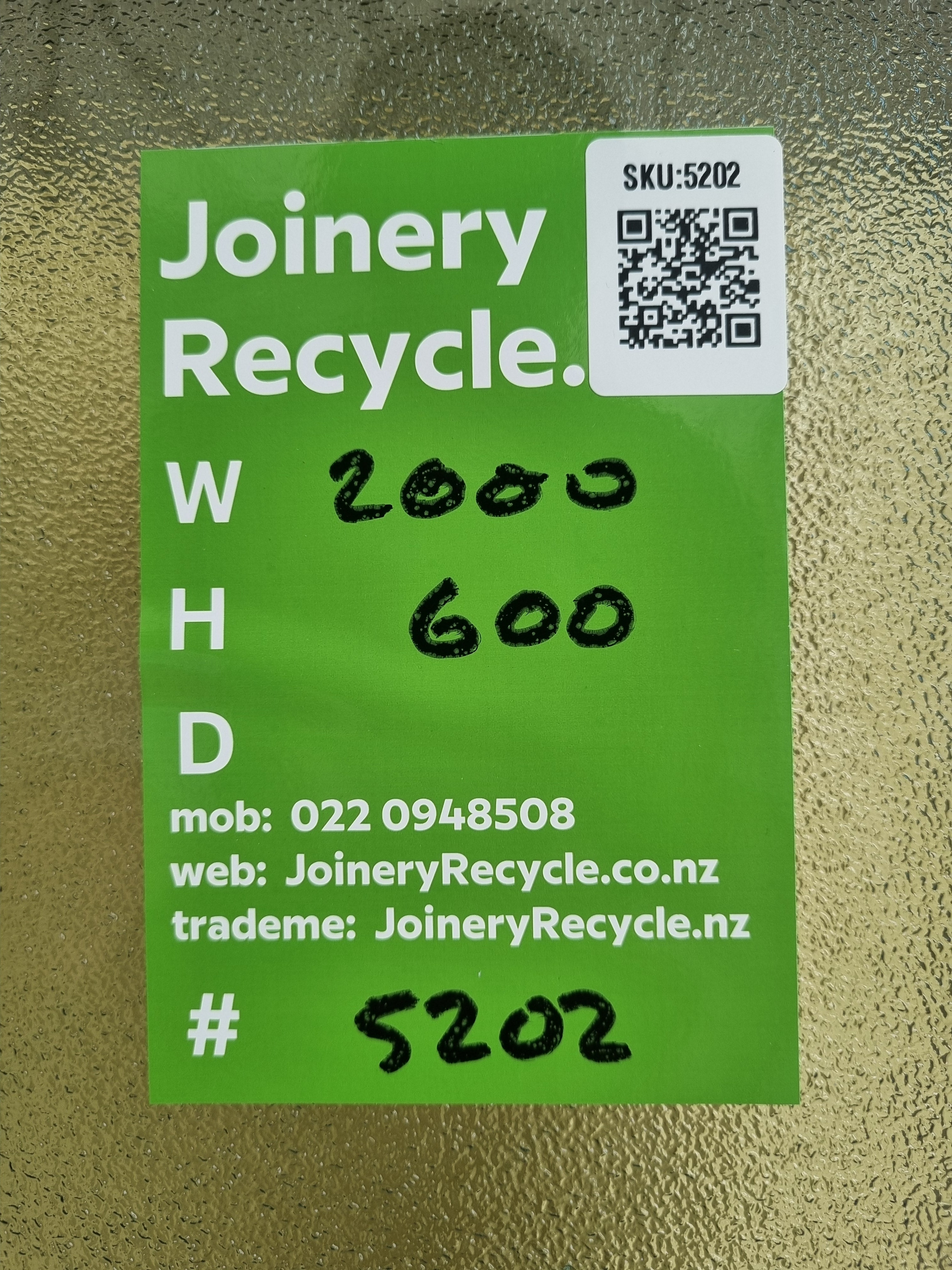 Aluminium Window Green2000 W  x 600 H [#5202 SF] Joinery Recycle