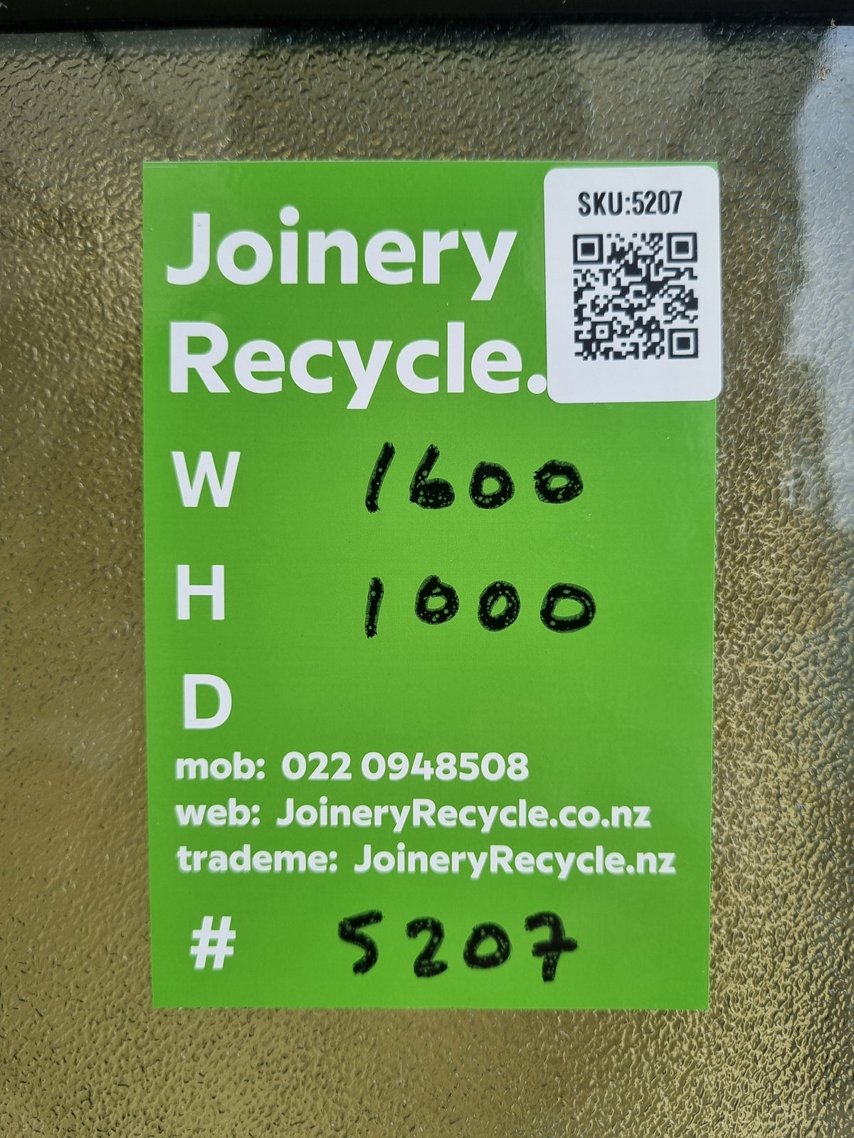 Aluminium Window Green 1600 W  x  1000 H [#5207] Joinery Recycle
