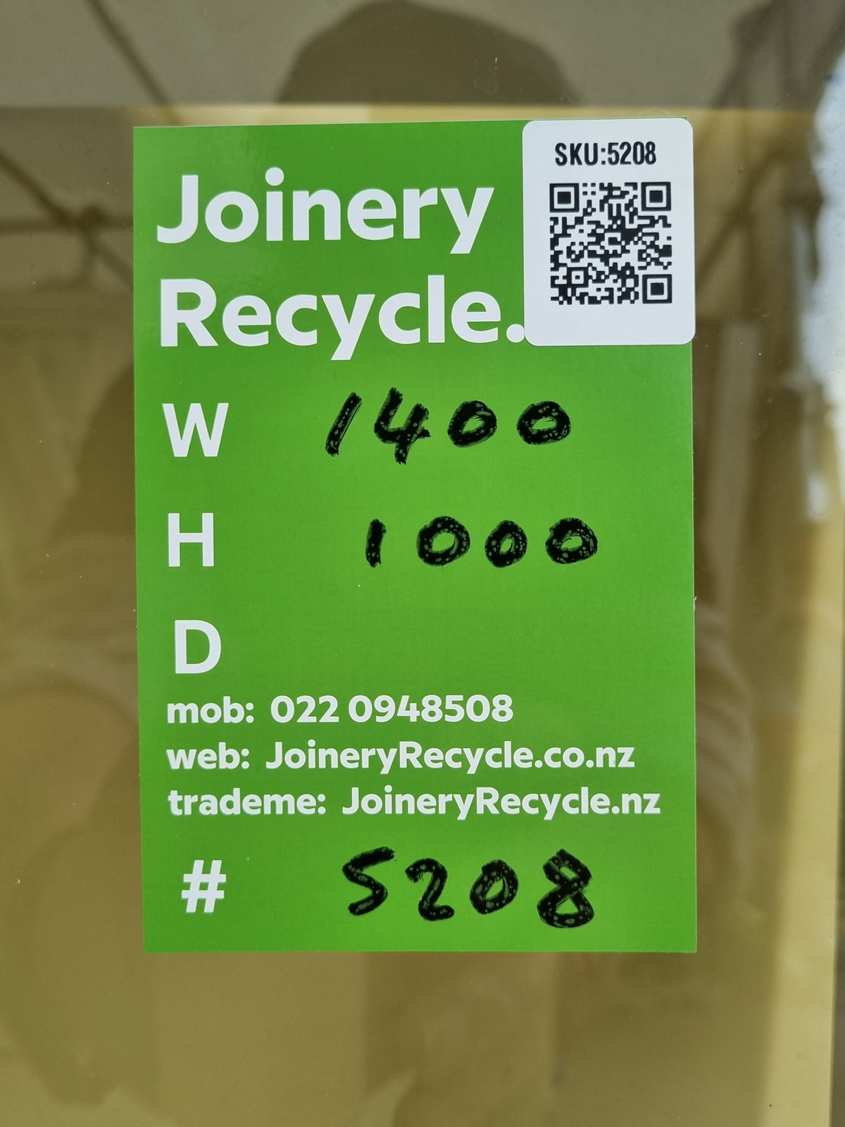 Aluminium Window Green  1400 W  x 1000 H [#5208  SF] Joinery Recycle