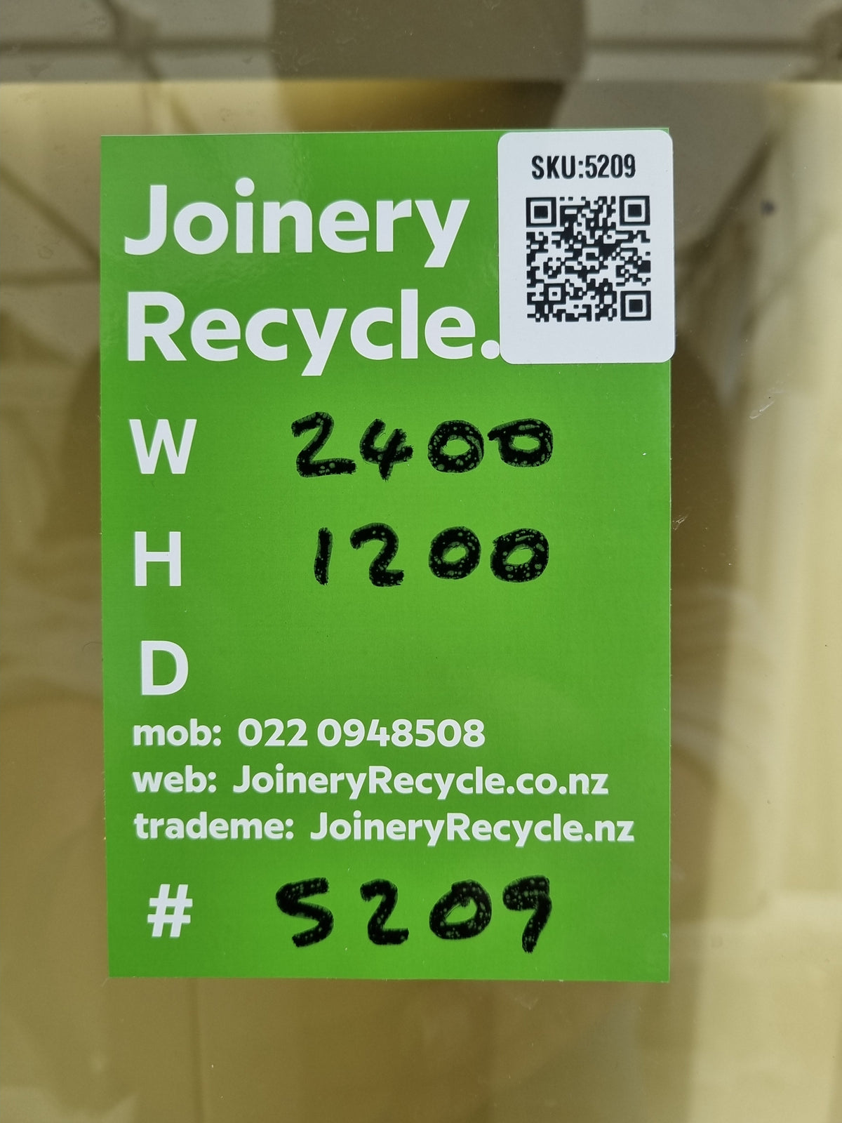 Aluminium Window Green 2400 W  x  1200 H [#5209 SF] Joinery Recycle