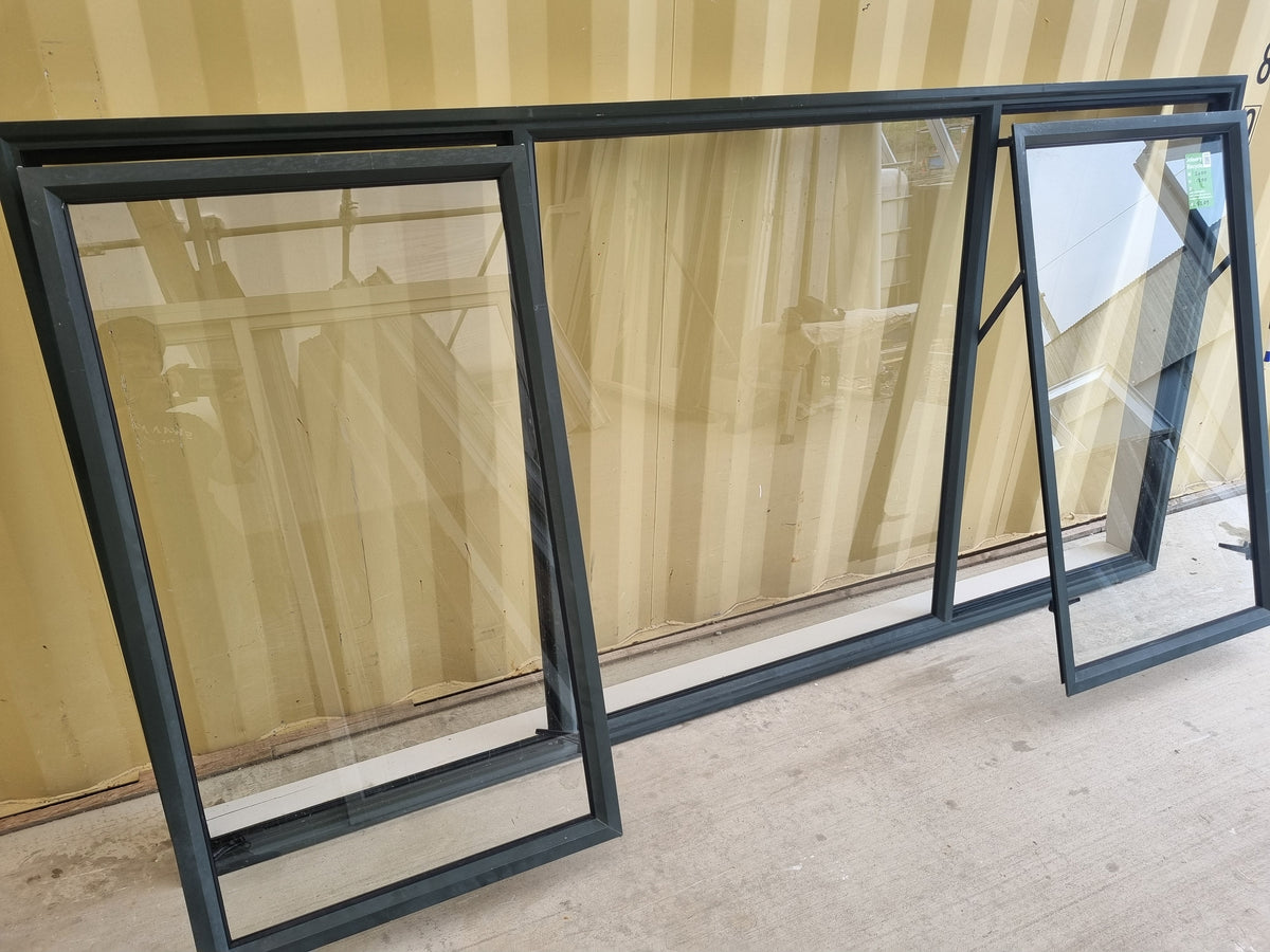 Aluminium Window Green 2400 W  x  1200 H [#5209 SF] Joinery Recycle