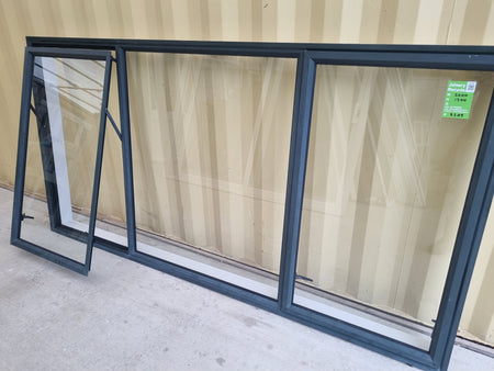 Aluminium Window Green 2400 W  x  1200 H [#5209 SF] Joinery Recycle