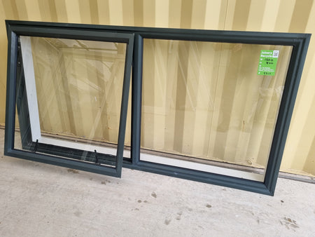 Aluminium Window Green with opening sashg 1600 W  x  800 H [#5211 SF] Joinery Recycle