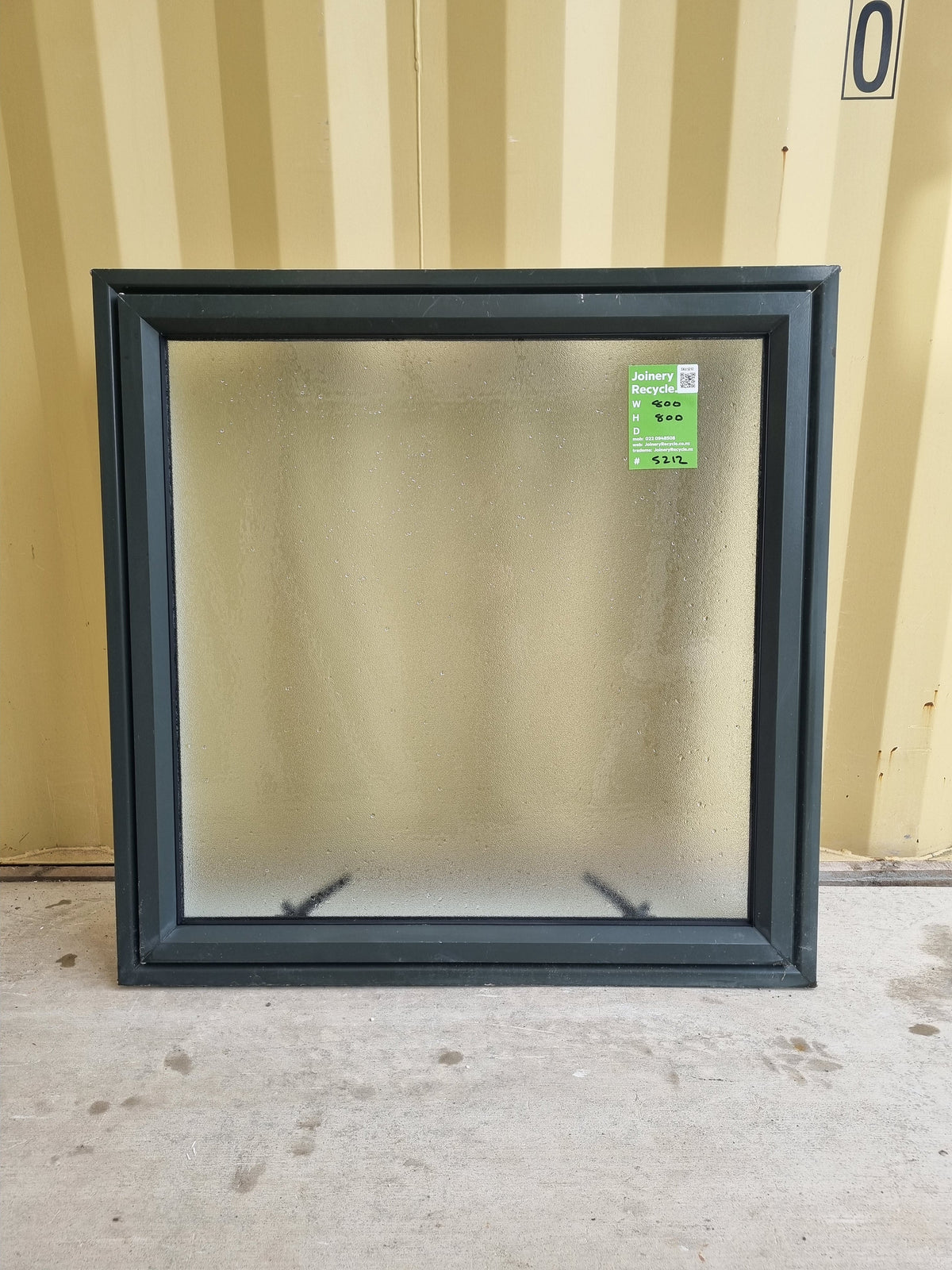 Aluminium Window Green 800 W  x 800 H [#5212 SF] Exterior View - Joinery Recycle