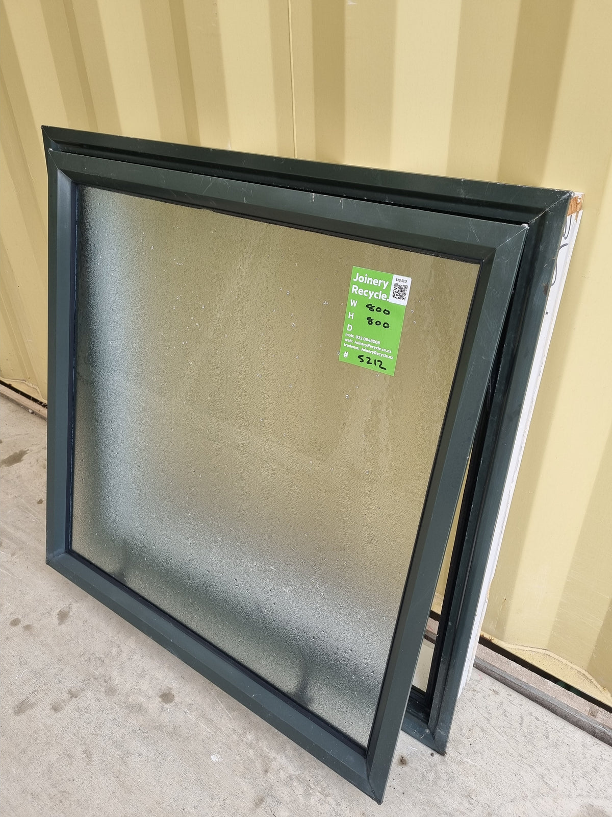 Opening Sash Aluminium Window Green 800 W  x 800 H [#5212 SF] Joinery Recycle