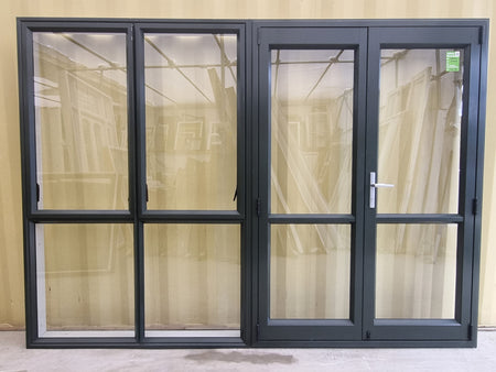 Aluminium French Door with Side Light 2800 W x 2000 H [#5213 SF] Exterior view - Joinery Recycle