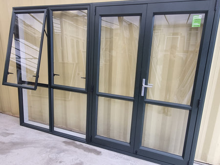 Aluminium French Door with Side Light 2800 W x 2000 H [#5213 SF] with Opening window - Joinery Recycle