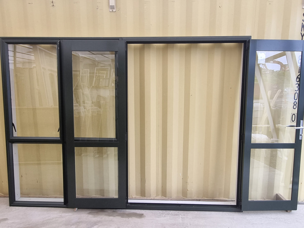Aluminium French Door with Side Light 2800 W x 2000 H [#5213 SF] - doors opened - Joinery Recycle