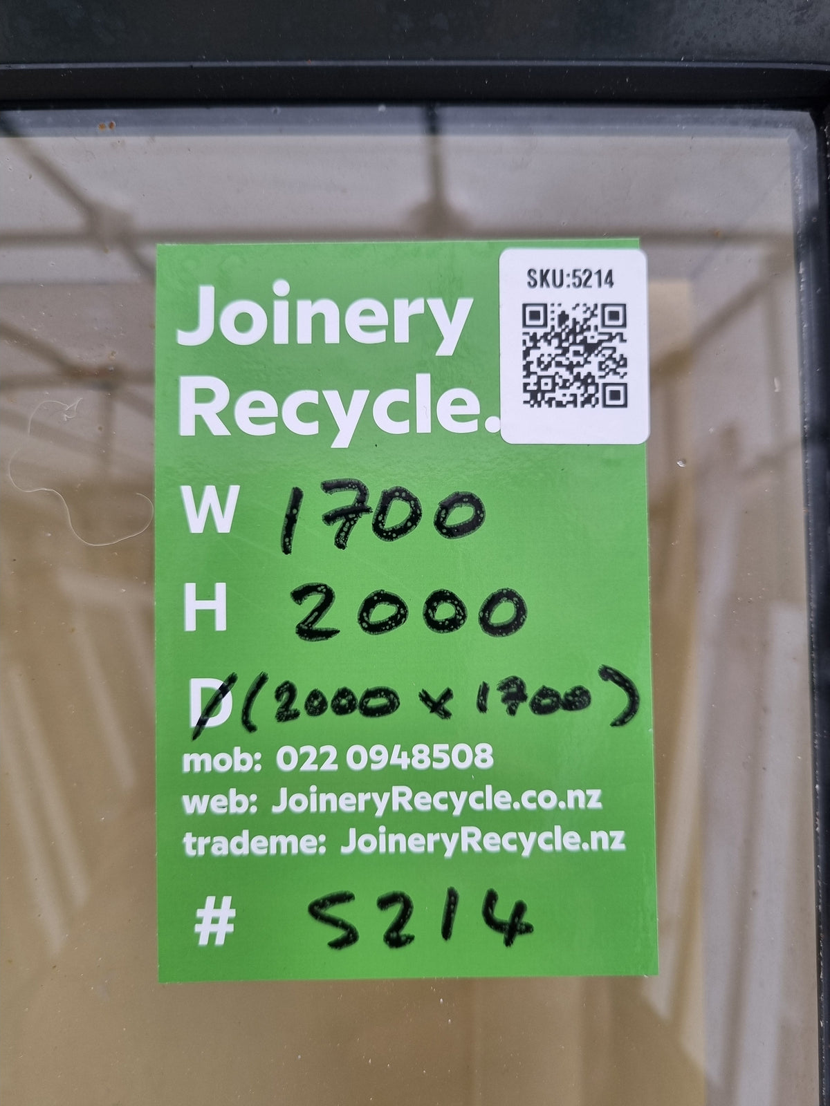 COLONIAL Aluminium Window Green 1700 W  x 2000 H (2000 W x 1700 H) [#5214 SF] Joinery Recycle