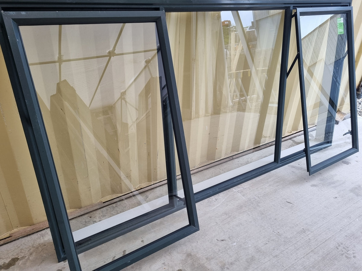 Aluminium Window Green 2400 W  x 1200 H [#5217 SF] with 2 x opening sashes - Joinery Recycle