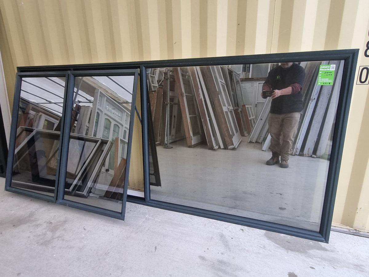Opengin sash PRIVACY GLASS Aluminium Window Green 2800 W  x 1200 H [#5218  SF] Joinery Recycle