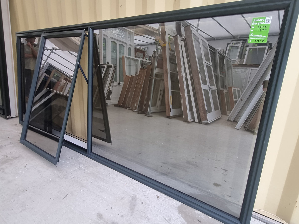 PRIVACY GLASS Aluminium Window Green 2800 W  x 1200 H [#5218  SF] Joinery Recycle