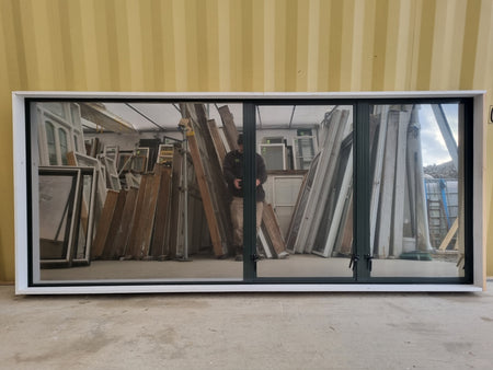 PRIVACY GLASS Aluminium Window Green 2800 W  x 1200 H [#5218  SF] interior side - Joinery Recycle