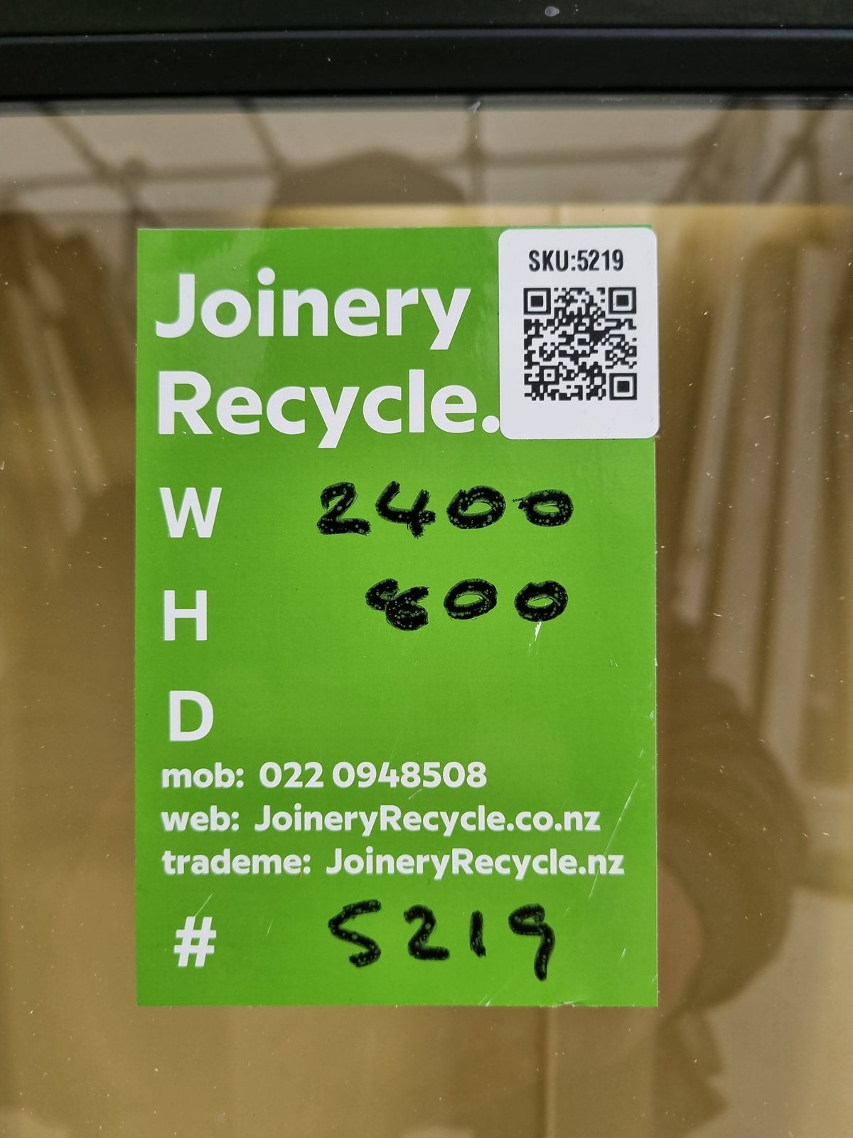Aluminium Window Green 2400 W  x 800 H [#5219 SF] Joinery Recycle