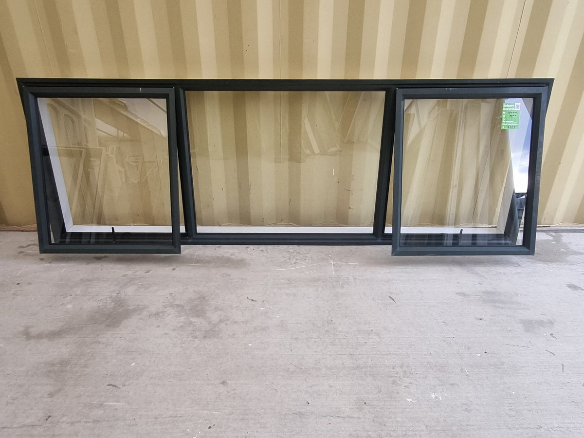Aluminium Window Green 2400 W  x 800 H [#5219 SF] with 2 opening sashes - Joinery Recycle