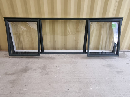 Aluminium Window Green 2400 W  x 800 H [#5219 SF] with 2 opening sashes - Joinery Recycle