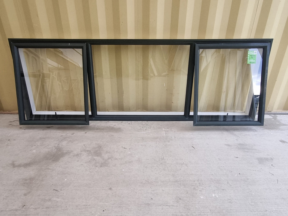 Aluminium Window Green 2400 W  x 800 H [#5219 SF] with 2 opening sashes - Joinery Recycle
