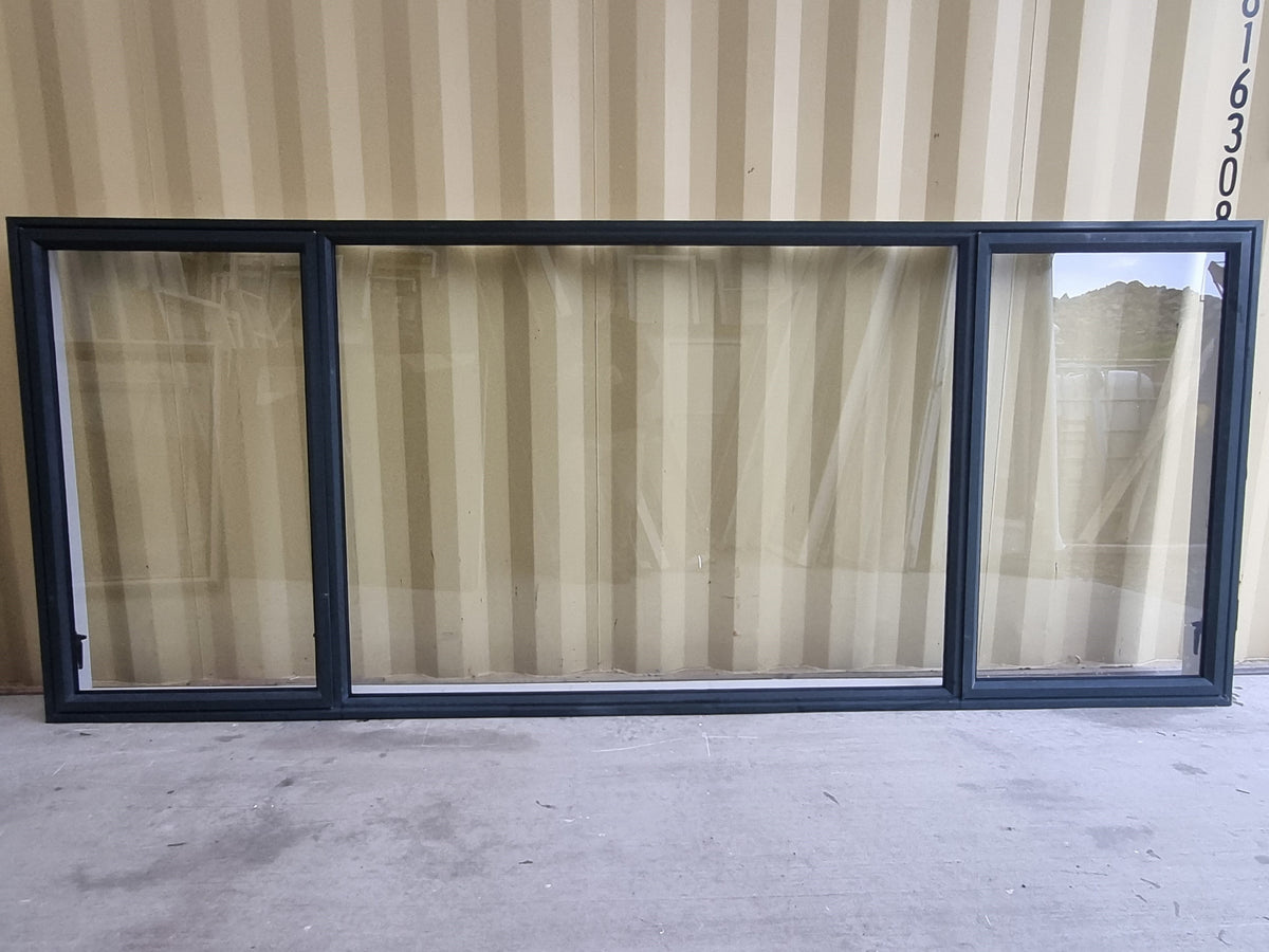 Exterior side of Aluminium Window Green 3000 W  x 1200 H [#5221 SF] Joinery Recycle