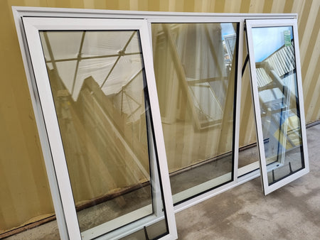 Awning Opening DOUBLE GLAZED Aluminium Window White  1960 W  x  1300 H  [#5224 SF] Joinery Recycle