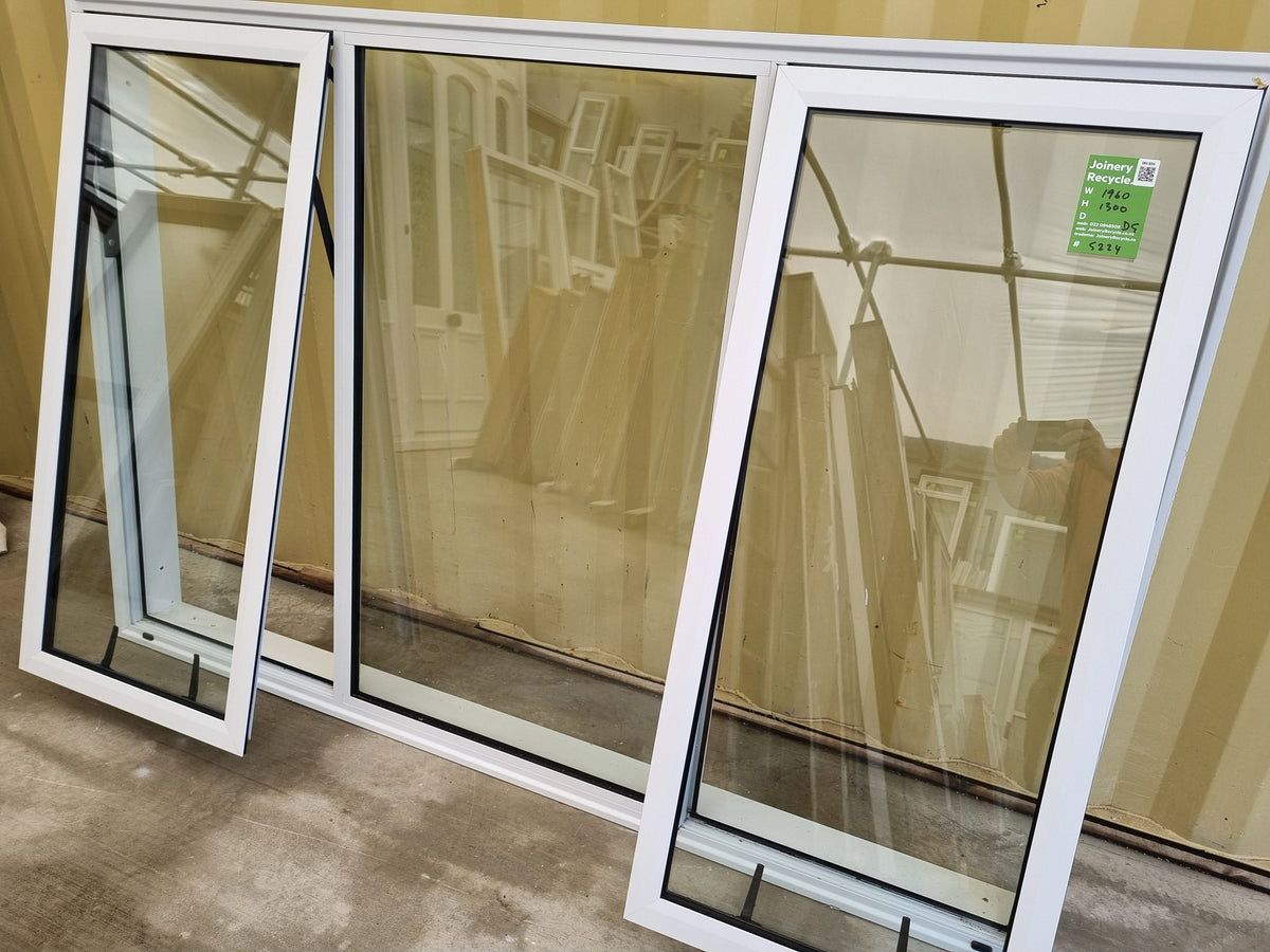 DOUBLE GLAZED Aluminium Window White  1960 W  x  1300 H  [#5224 SF] two open sashes -  Joinery Recycle
