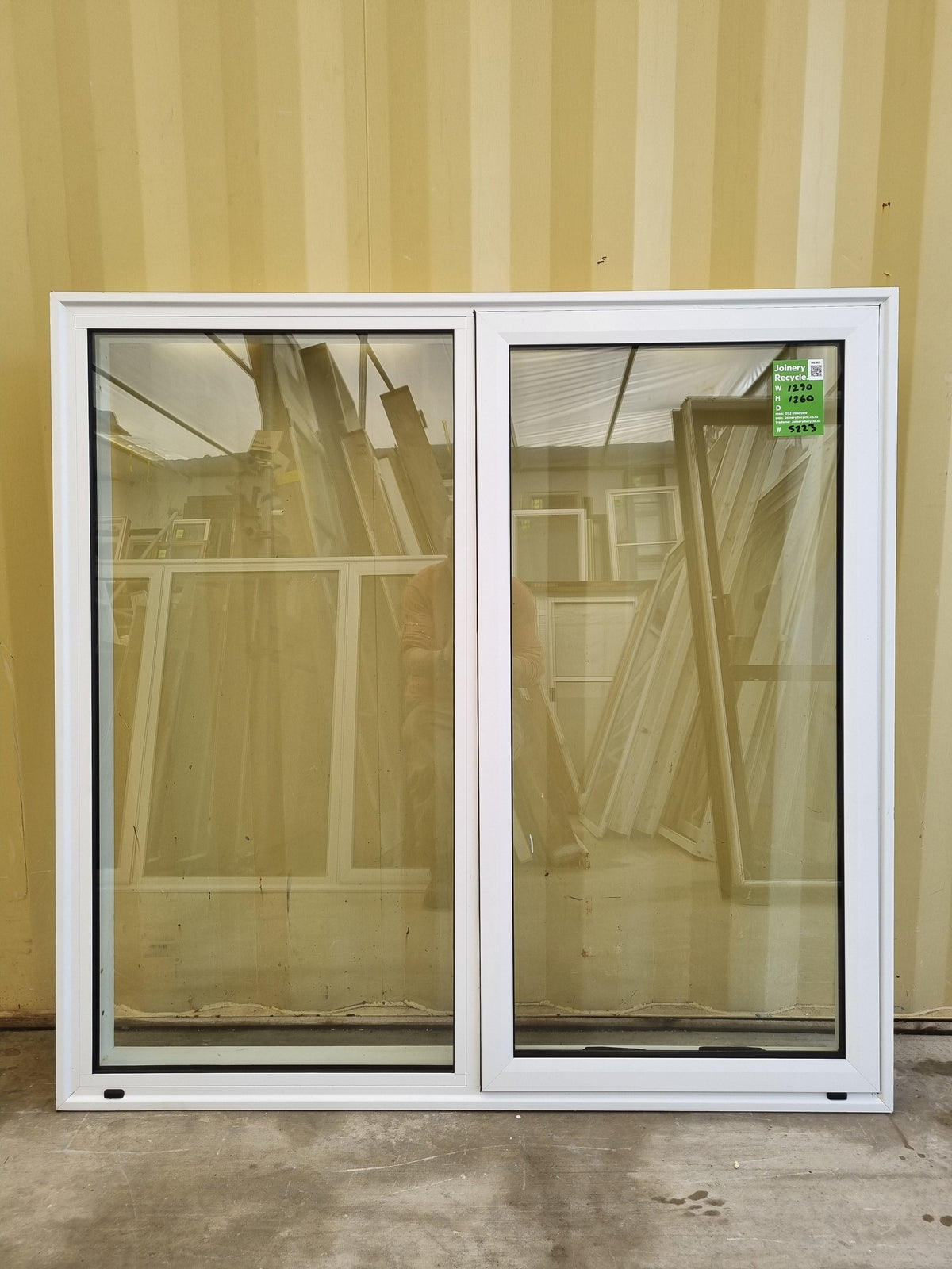 Aluminium Window White  1290 W  x  1260 H  [#5223 SF] exterior side - Joinery Recycle