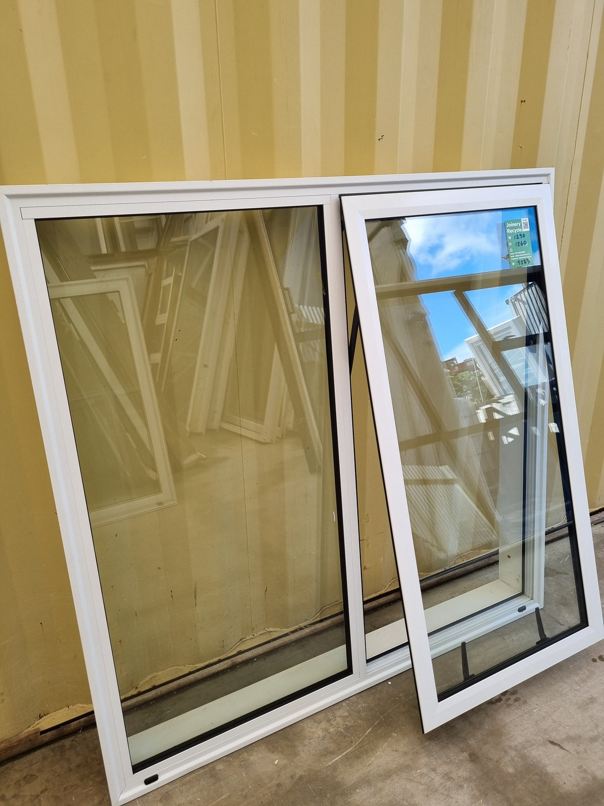 Aluminium Window White  1290 W  x  1260 H  [#5223 SF] with Opening Sash - Joinery Recycle