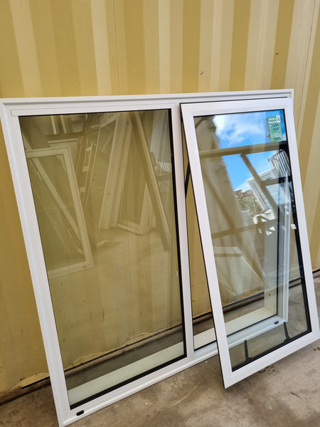 Aluminium Window White  1290 W  x  1260 H  [#5223 SF] with Opening Sash - Joinery Recycle