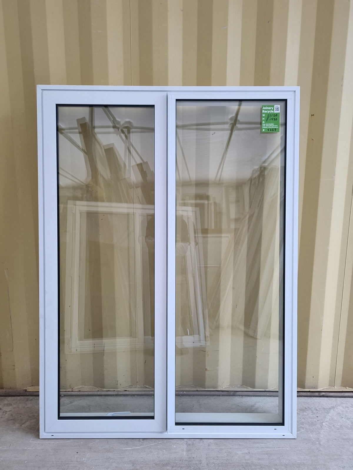 DOUBLE GLAZED Aluminium Window White  1120 W  x  1530 H  [#5227 SF] exterior side - Joinery Recycle
