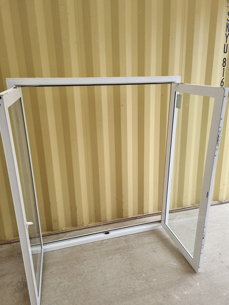 French Style Opening Aluminium Window White  1420 W  x 1600  H  [#5228 SF] Joinery Recycle