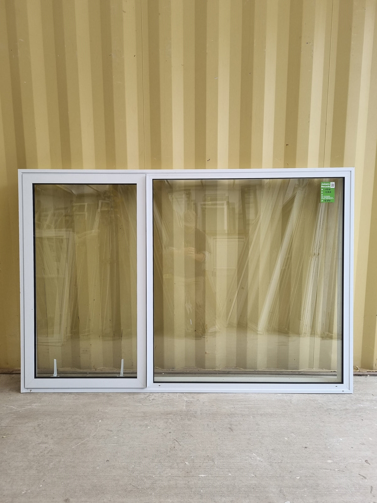 DOUBLE GLAZED Aluminium Window White  1910 W  x  1280 H  [#5231 SF] exterior side - Joinery Recycle