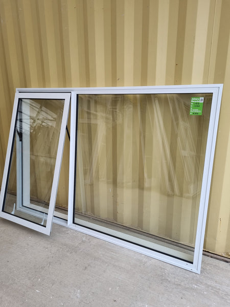 DOUBLE GLAZED Aluminium Window White  1910 W  x  1280 H  [#5231 SF] side view - Joinery Recycle