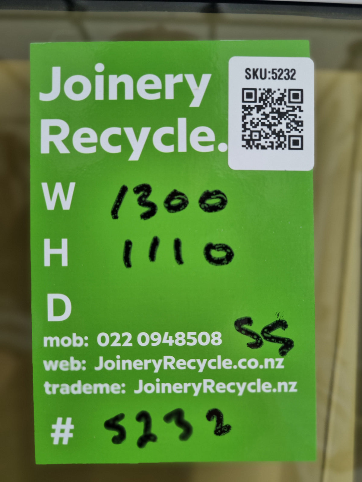 Aluminium Window White 1300  W  x  1110 H  [#5232 SF] Joinery Recycle