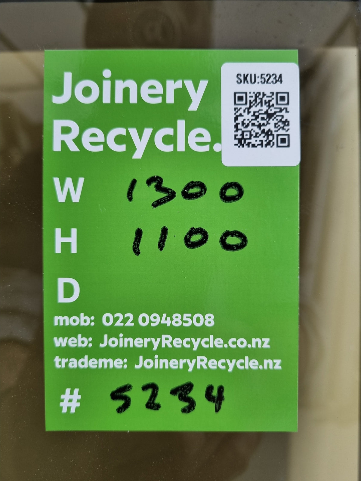 Aluminium Window White  1300 W  x  1100 H  [#5234 SF] Joinery Recycle