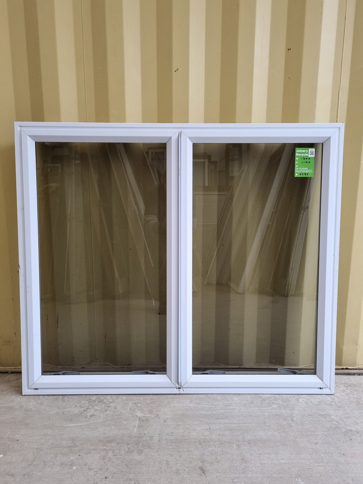 Aluminium Window White  1300 W  x  1100 H  [#5234 SF]  exterior side - Joinery Recycle