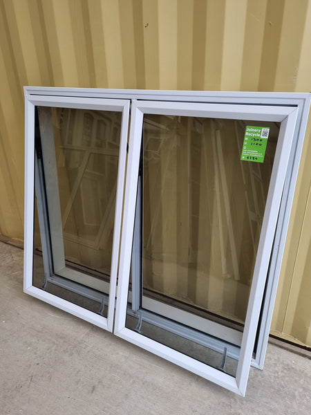 Aluminium Window White  1300 W  x  1100 H  [#5234 SF] twin opening sashes - Joinery Recycle