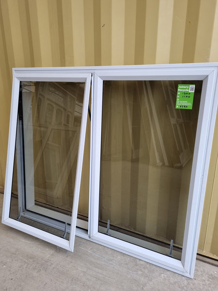 Aluminium Window White  1300 W  x  1100 H  [#5234 SF] side view - Joinery Recycle