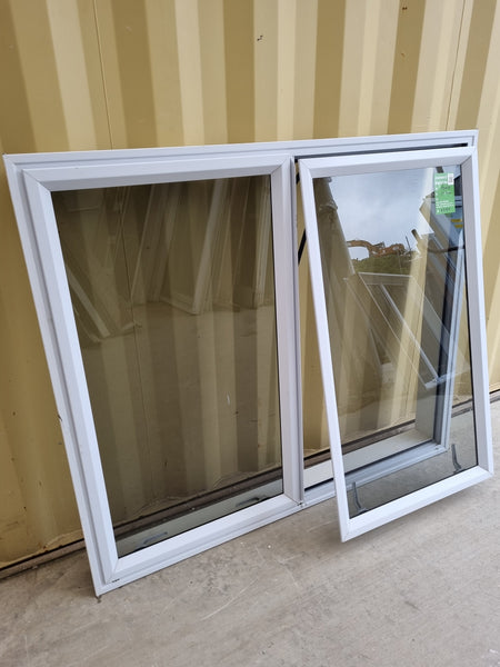 Aluminium Window White  1300 W  x  1100 H  [#5234 SF] one sash opened - Joinery Recycle