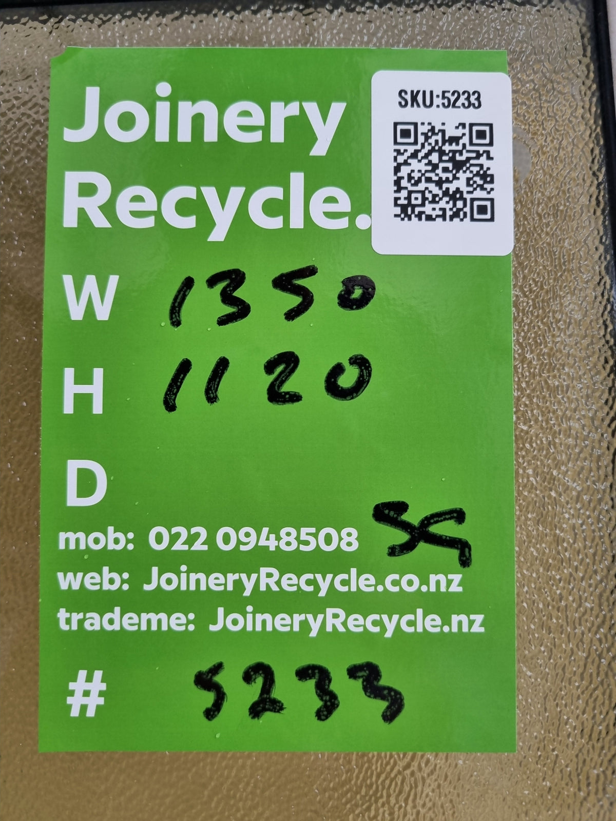 Aluminium Window White  1350 W  x  1120 H  [#5233 SF] Joinery Recycle