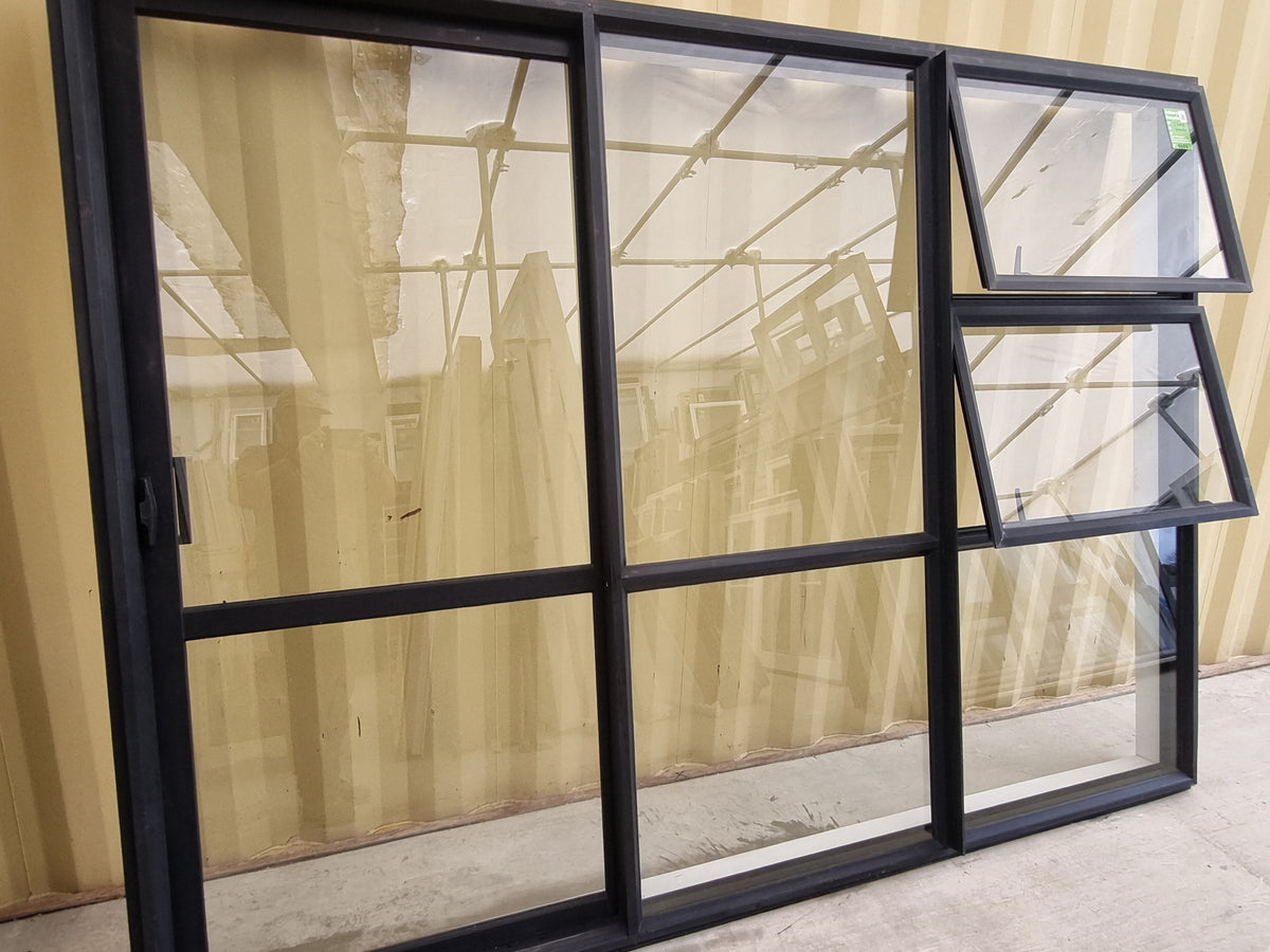 RANCH SLIDER Black 2700 W x 2000 H [#5236 SF] side view - Joinery Recycle